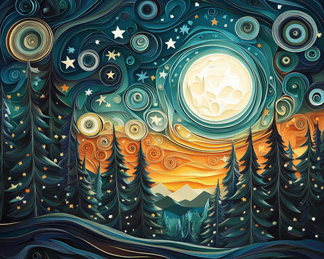 Starry Night Sky Trees 02