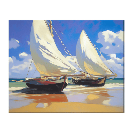 Boats with white sails