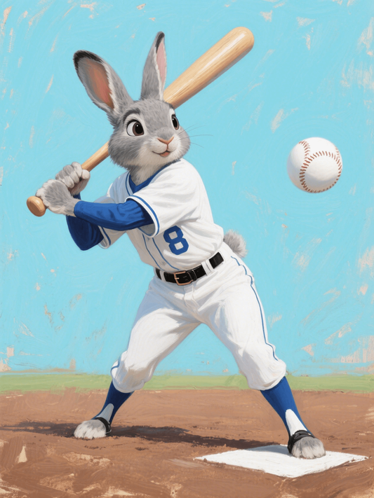 Rabbit playing baseball paint by numbers