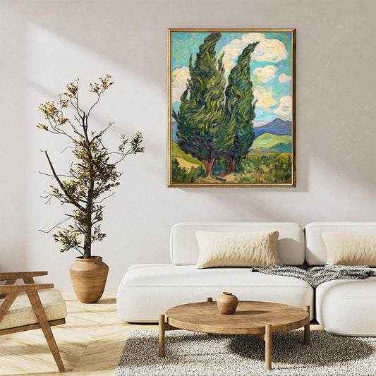 Two cypress trees