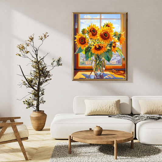 Sunflowers glass vase 01