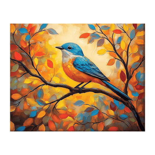 an orange and blue bird