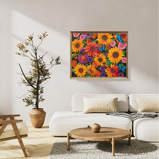 Sunflowers and butterflies