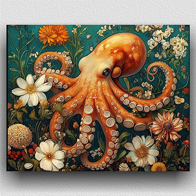 Octopus and flowers