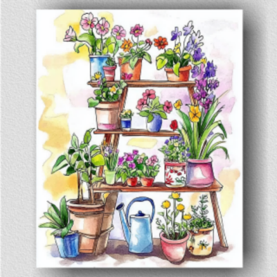Indoor ladder with flower