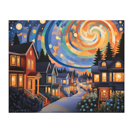 Abstract Houses Night Sky 02