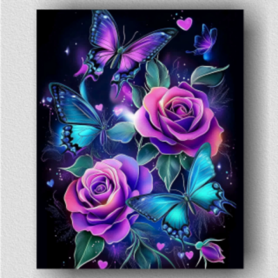 Neon roses and butterflies 02
