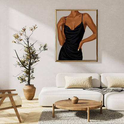 Elegant woman in a black dress