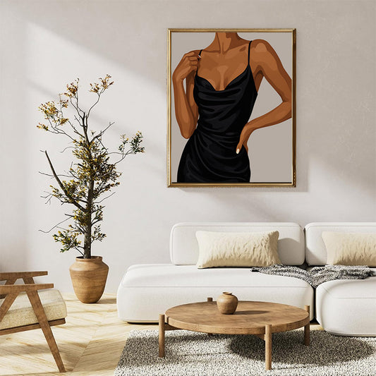 Elegant woman in a black dress