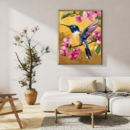 Hummingbird and flowers 01
