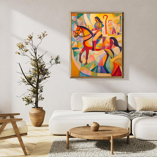 Woman riding on horseback