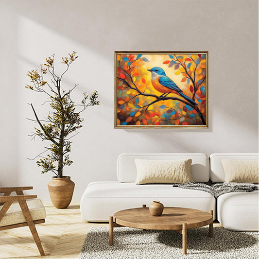 an orange and blue bird