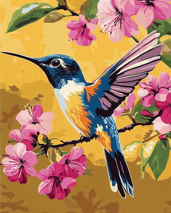 Hummingbird and flowers 01