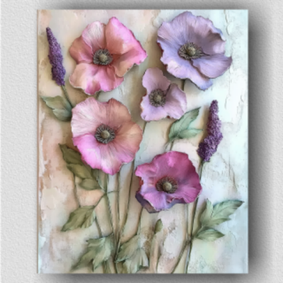 3D Textured Florals 01
