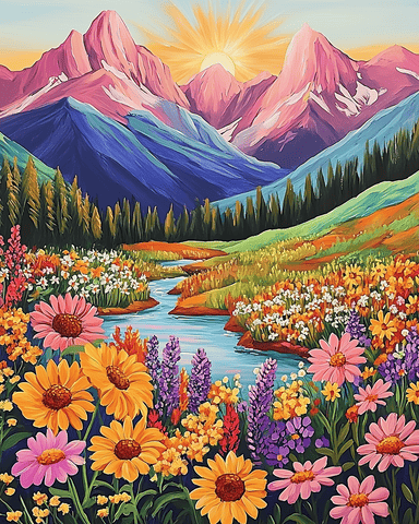 Colorful Mountains flowers 03