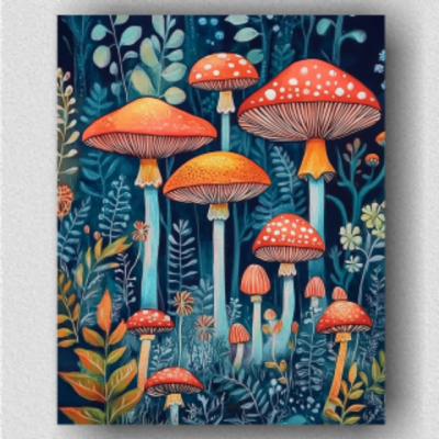 Mushrooms in an enchanted forest