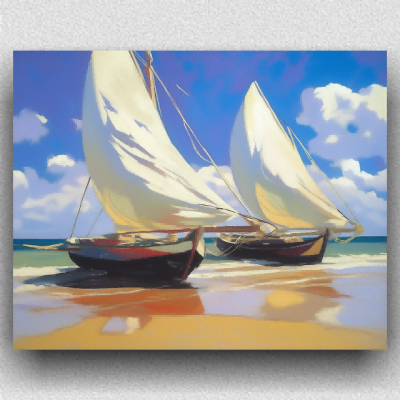 Boats with white sails