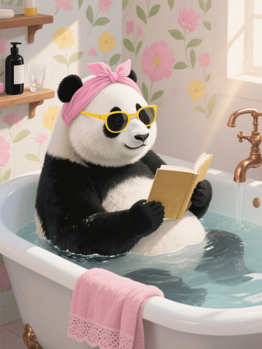 Panda bathing in the bathtub paint by numbers