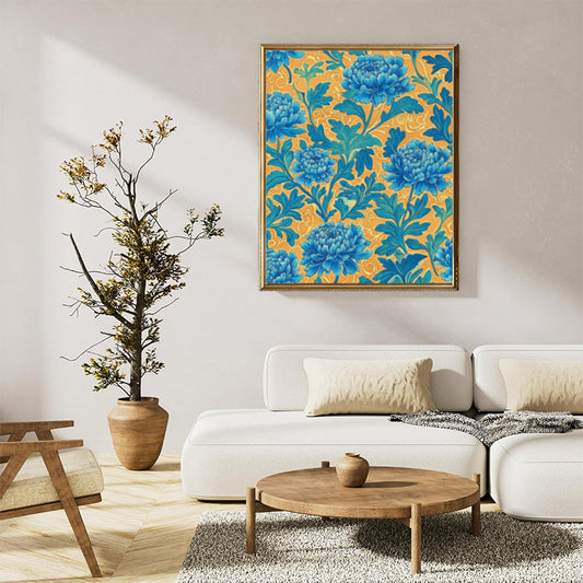Blue and green floral